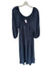 Madewell Size L Navy Viscose Blend Long Balloon Sleeve Smocked Waist Maxi Dress Navy / L