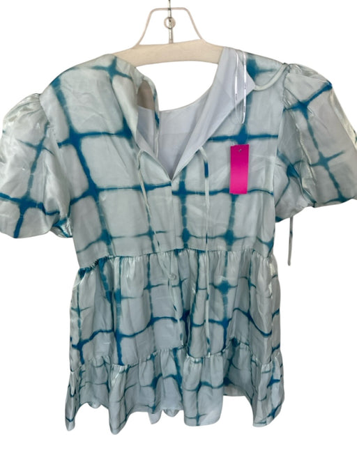 Elliatt Size Small Blue Polyester Blend Tie Dye Puff Sleeve Tiered Mini Dress Blue / Small