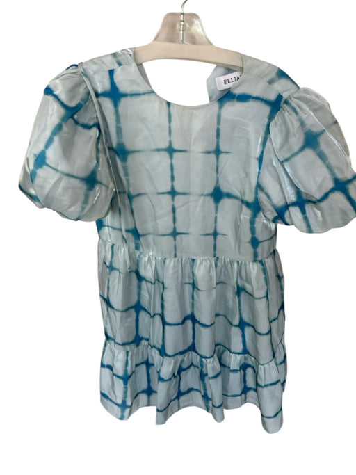 Elliatt Size Small Blue Polyester Blend Tie Dye Puff Sleeve Tiered Mini Dress Blue / Small