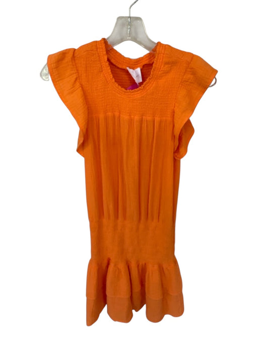 Sundays Size XS Orange Cotton Scrunch Detail Ruffle Sleeve Detail Mini Dress Orange / XS
