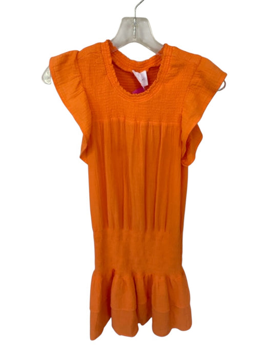 Sundays Size XS Orange Cotton Scrunch Detail Ruffle Sleeve Detail Mini Dress Orange / XS