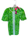 Lilly Pulitzer Size 4 Green Cotton Blend Puff Sleeves Floral White Trim Dress Green / 4