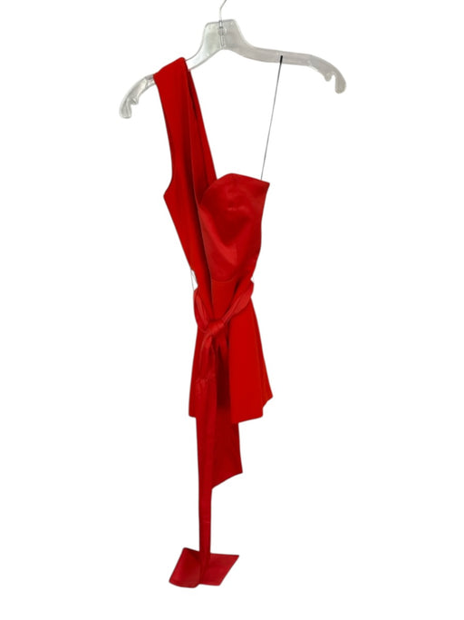 NBD Size Small Red Polyester Blend One Shoulder Sweetheart Mini Belt Dress Red / Small