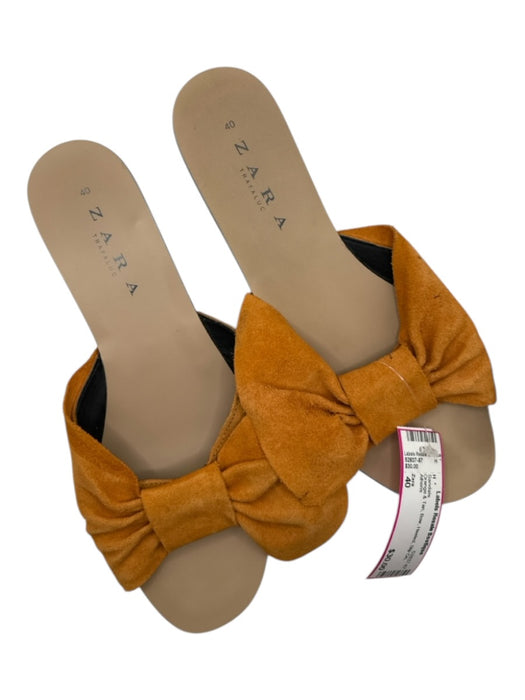 Zara Shoe Size 40 Orange & Tan Bow Heeled Slip On Sandals Orange & Tan / 40