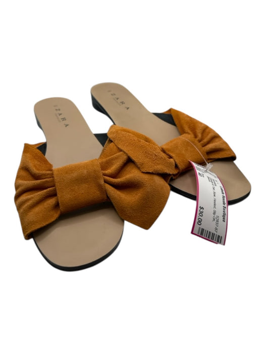 Zara Shoe Size 40 Orange & Tan Bow Heeled Slip On Sandals Orange & Tan / 40
