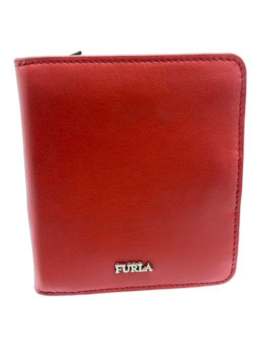 Furla Orange Leather Bi-Fold Zip Gold Hardware Wallets Orange