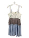 Gili Size L White, Brown & Blue Poly Blend Pleated Gingham Square Neck Dress White, Brown & Blue / L