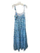 Alice NYC Size L Blue & White Print Cotton Tiered Spaghetti Strap Floral Dress Blue & White Print / L