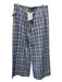 Zara Size XL Blue & Beige Cotton Blend Plaid hook & zip Wide Leg Pants Blue & Beige / XL