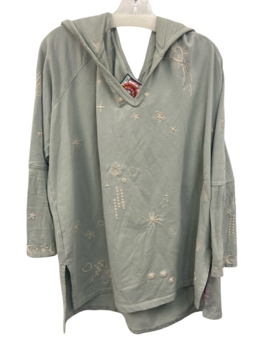 Johnny Was Size XXL Sage green Cotton Blend Embroidered Star Motif Sweater Sage green / XXL