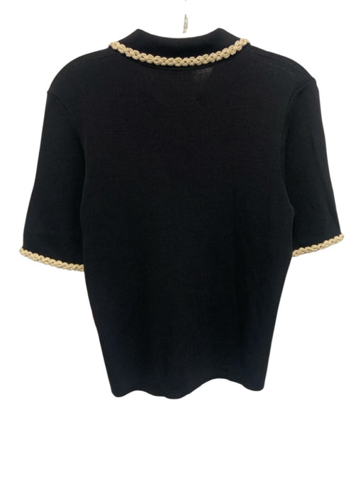 Alexia Admor Size L Black & Beige Viscose Blend Knit 1/2 Sleeve Polo Top Black & Beige / L