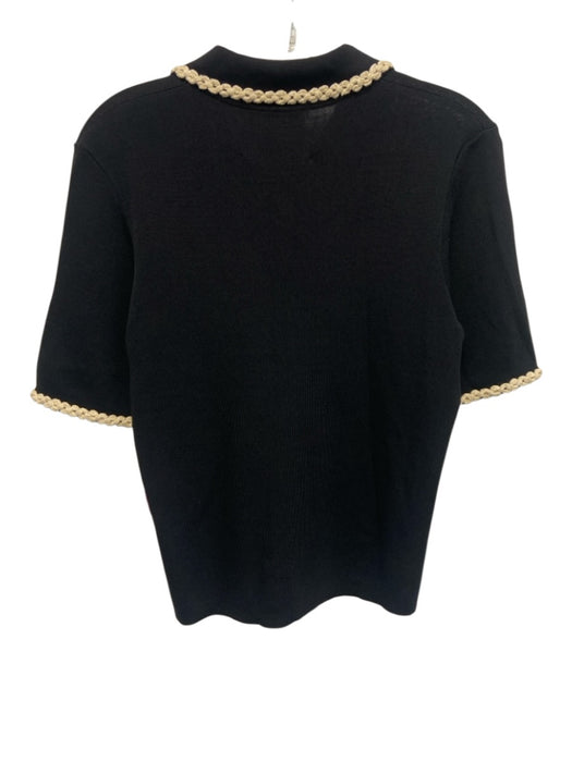 Alexia Admor Size L Black & Beige Viscose Blend Knit 1/2 Sleeve Polo Top Black & Beige / L