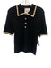 Alexia Admor Size L Black & Beige Viscose Blend Knit 1/2 Sleeve Polo Top Black & Beige / L