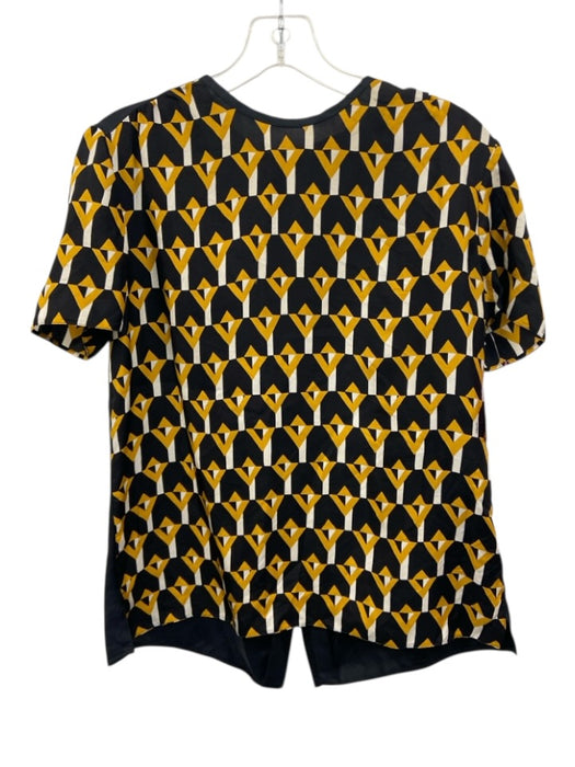 Prada Size Est M Black, Yellow & White Print Missing Fabric Tag Geometric Top Black, Yellow & White Print / Est M