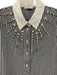 Sandro Size 3 Black & White Cotton Gingham Crystal Embellished Long Sleeve Top Black & White / 3