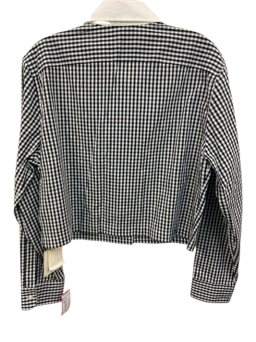 Sandro Size 3 Black & White Cotton Gingham Crystal Embellished Long Sleeve Top Black & White / 3