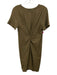 Theory Size L Olive Green Cotton Blend Short Sleeve Twist Front T Shirt Dress Olive Green / L