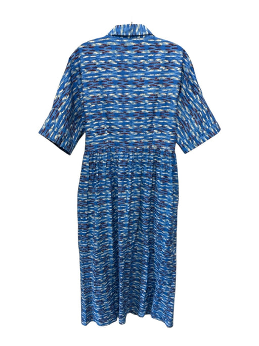 Olivia by Livro Size M Blue, Red & Cream Abstract Print Short Sleeve Dress Blue, Red & Cream / M