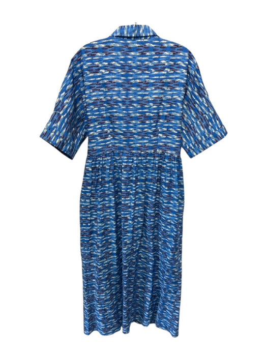 Olivia by Livro Size M Blue, Red & Cream Abstract Print Short Sleeve Dress Blue, Red & Cream / M