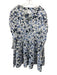 Misa Size S White & Blue Rayon & Cotton floral print Long Sleeve Tiered Dress White & Blue / S