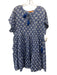 Oliphant Size S Blue, Silver & White Cotton Metallic Stripe Star Print Dress Blue, Silver & White / S