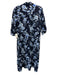 Johnny Was Size M Navy Blue & White floral print Collar Button Front Dress Navy Blue & White / M