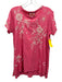 Johnny Was Size S Pink & Cream Cotton & Polyester Embroidered Flower Stars Top Pink & Cream / S