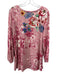 Johnny Was Size XL Pink & Multi Viscose Blend Long Sleeve tropical floral Top Pink & Multi / XL