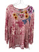 Johnny Was Size XL Pink & Multi Viscose Blend Long Sleeve tropical floral Top Pink & Multi / XL