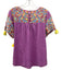 Sister Mary Size S Purple & Multi Cotton Embroidered Short Sleeve Tassel Top Purple & Multi / S