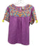 Sister Mary Size S Purple & Multi Cotton Embroidered Short Sleeve Tassel Top Purple & Multi / S