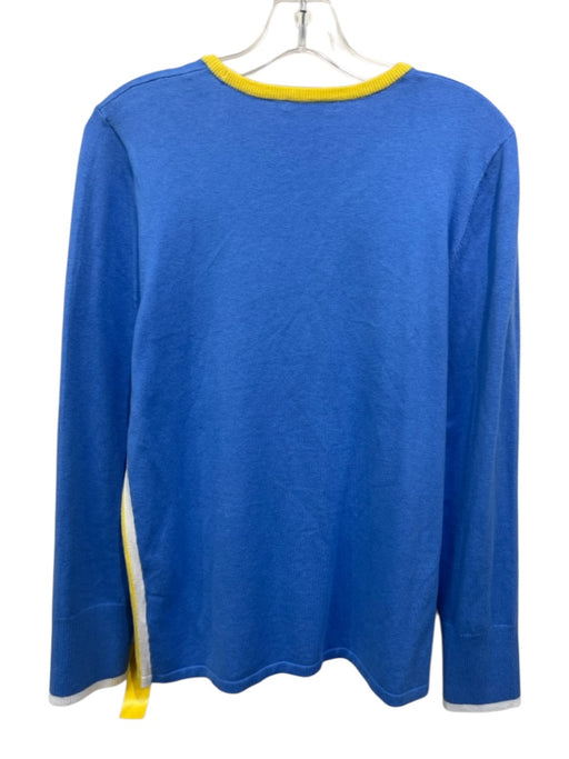 J. McLaughlin Size L Blue & Yellow Cotton & Modal Long Sleeve Crew Neck Sweater Blue & Yellow / L