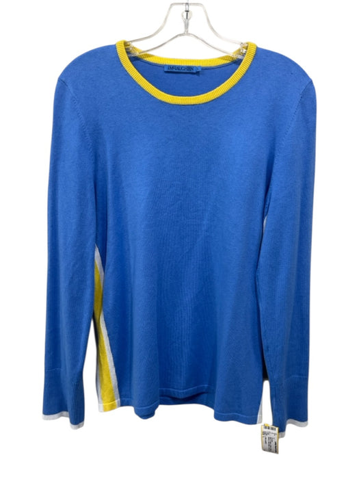 J. McLaughlin Size L Blue & Yellow Cotton & Modal Long Sleeve Crew Neck Sweater Blue & Yellow / L