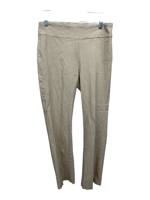 J. McLaughlin Size M / 10 Beige & White Rayon & Nylon Gingham Pull On Pants Beige & White / M / 10