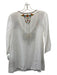 Johnny Was Size XS White & Multi Rayon Floral Embroidered Wide Neck Top White & Multi / XS