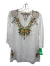 Johnny Was Size XS White & Multi Rayon Floral Embroidered Wide Neck Top White & Multi / XS