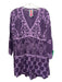 Johnny Was Size XS Purple Cupra Rayon V Neck Embroider Detailing 3/4 Sleeve Top Purple / XS