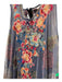 Biya Johnny Was Size XS Navy Blue & Orange Nylon Mesh Overlay Floral Dress Navy Blue & Orange / XS