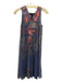 Biya Johnny Was Size XS Navy Blue & Orange Nylon Mesh Overlay Floral Dress Navy Blue & Orange / XS