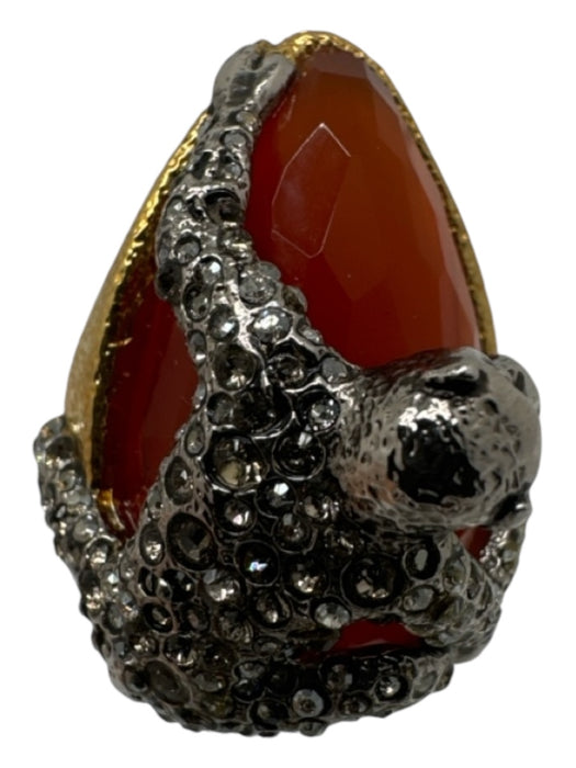 Alexis Bittar Gold, Silver & Orange Rhinestone Monkey Ring Gold, Silver & Orange