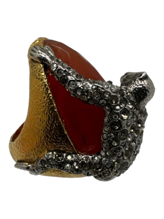 Alexis Bittar Gold, Silver & Orange Rhinestone Monkey Ring Gold, Silver & Orange