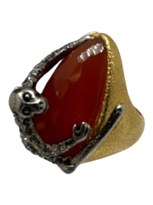 Alexis Bittar Gold, Silver & Orange Rhinestone Monkey Ring Gold, Silver & Orange