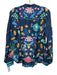 Johnny Was Size XS navy blue & multi Silk & Linen Long Sleeve Floral Top navy blue & multi / XS