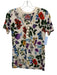 Johnny Was Size XS White & Multi Rayon Short Sleeve Floral Buttons Butterfly Top White & Multi / XS