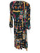 Johnny Was Size XS Navy & Multi Silk Long Sleeve Floral Midi Pleats Dress Navy & Multi / XS