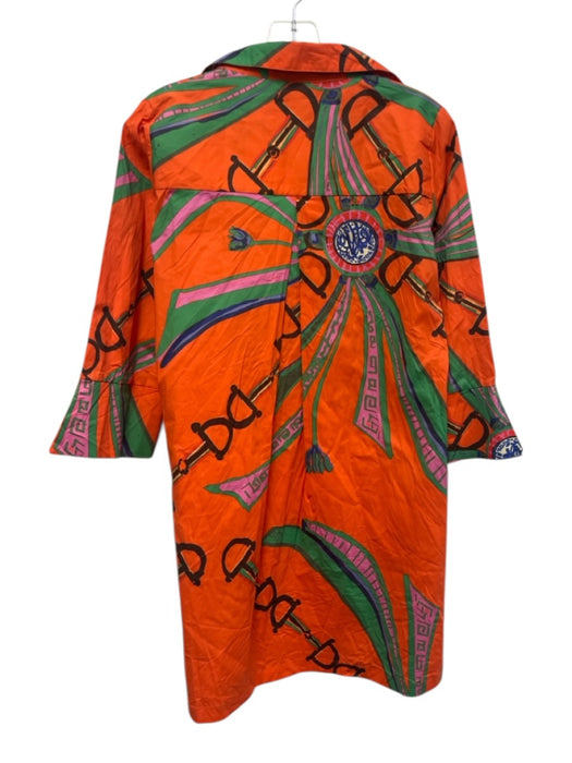 House of MBR Size 0 Orange, Green & Pink Cotton Blend Long Sleeve Pocketed Dress Orange, Green & Pink / 0