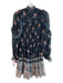 Ulla Johnson Size 2 Blue & Multi Silk Blend V Neck Floral Sheer Dress Blue & Multi / 2