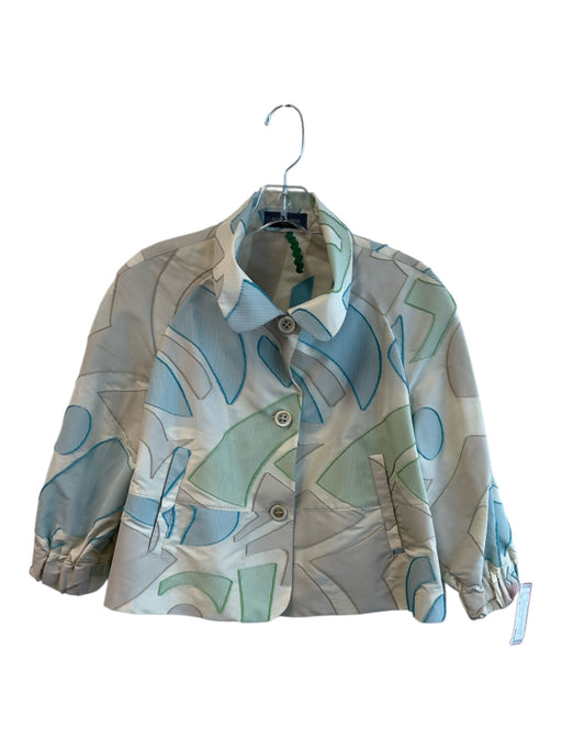 Piazza Sempione Size 42 Beige & Multi Polyester Embroidered Pocket Button Jacket Beige & Multi / 42