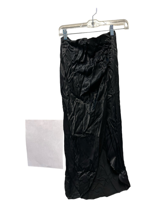 Zara Size M Black Polyester Buttons Maxi Skirt Black / M