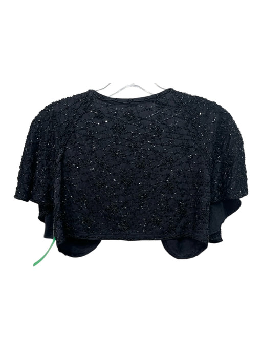 Nicola Finetti Size M Black Silk Short Sleeve Beaded Bolero Jacket Black / M